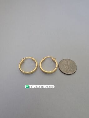 18K Real Gold Hoop Earring 18mm
